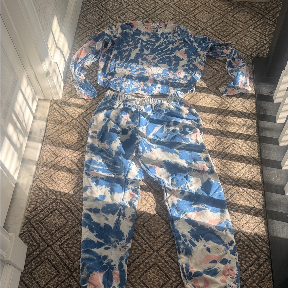Pam & Gela Blue and Pink Tie-Dye Pajama Set - Picture 6 of 8